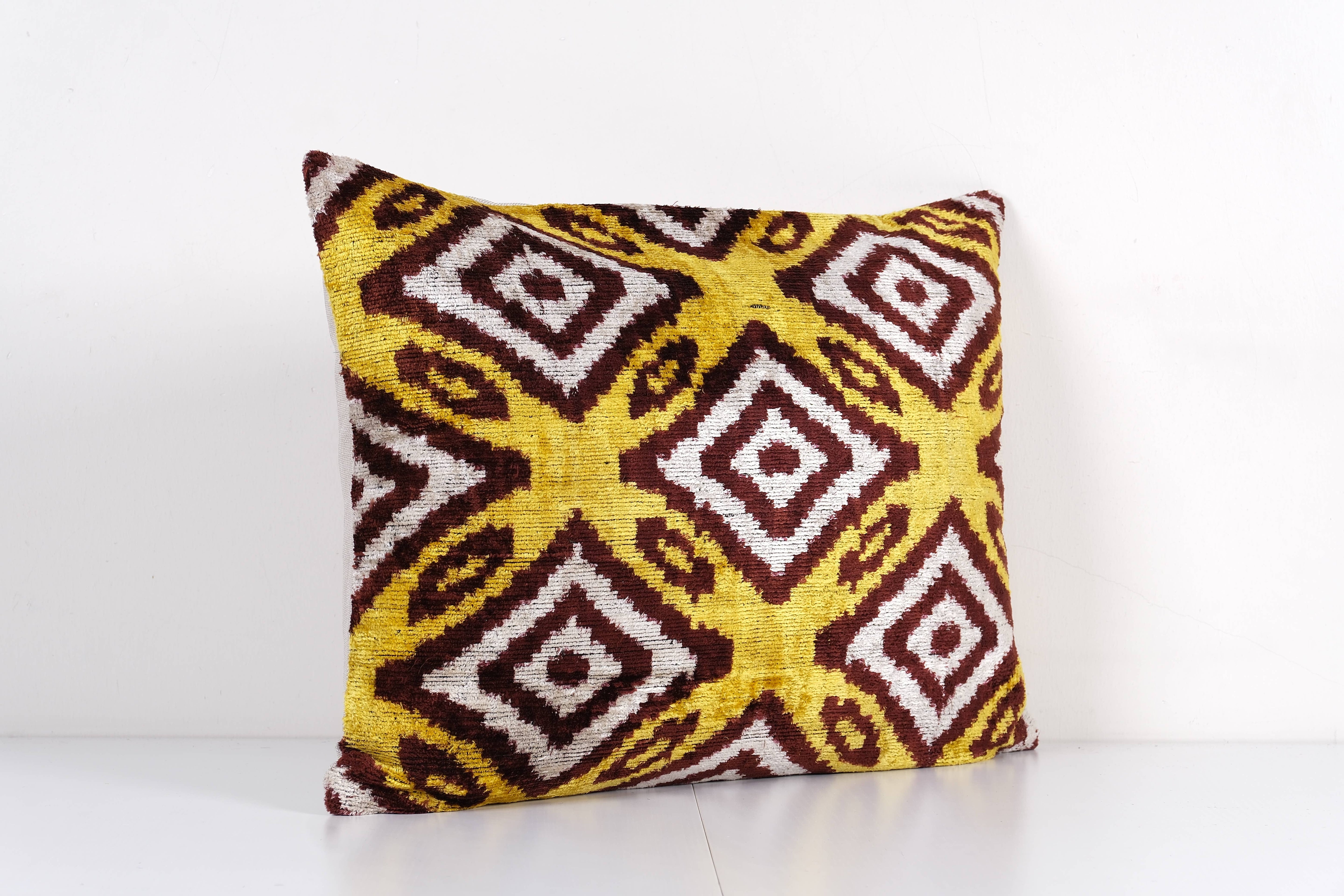 Silk Ikat Velvet Pillow Cover Set of 2 | 17'' x 22''