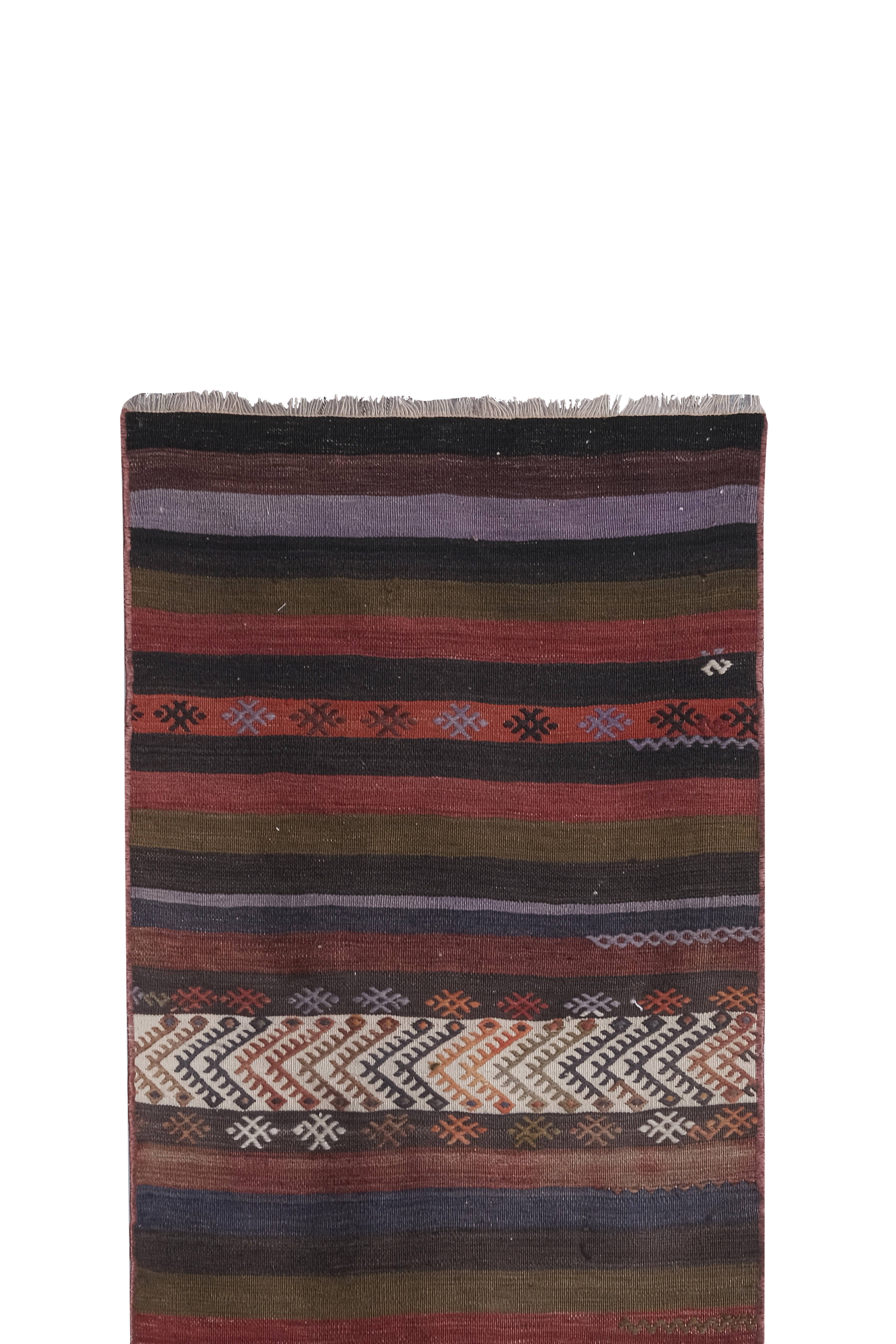 Vintage Turkish Kilim Runner 2' x 25'7''