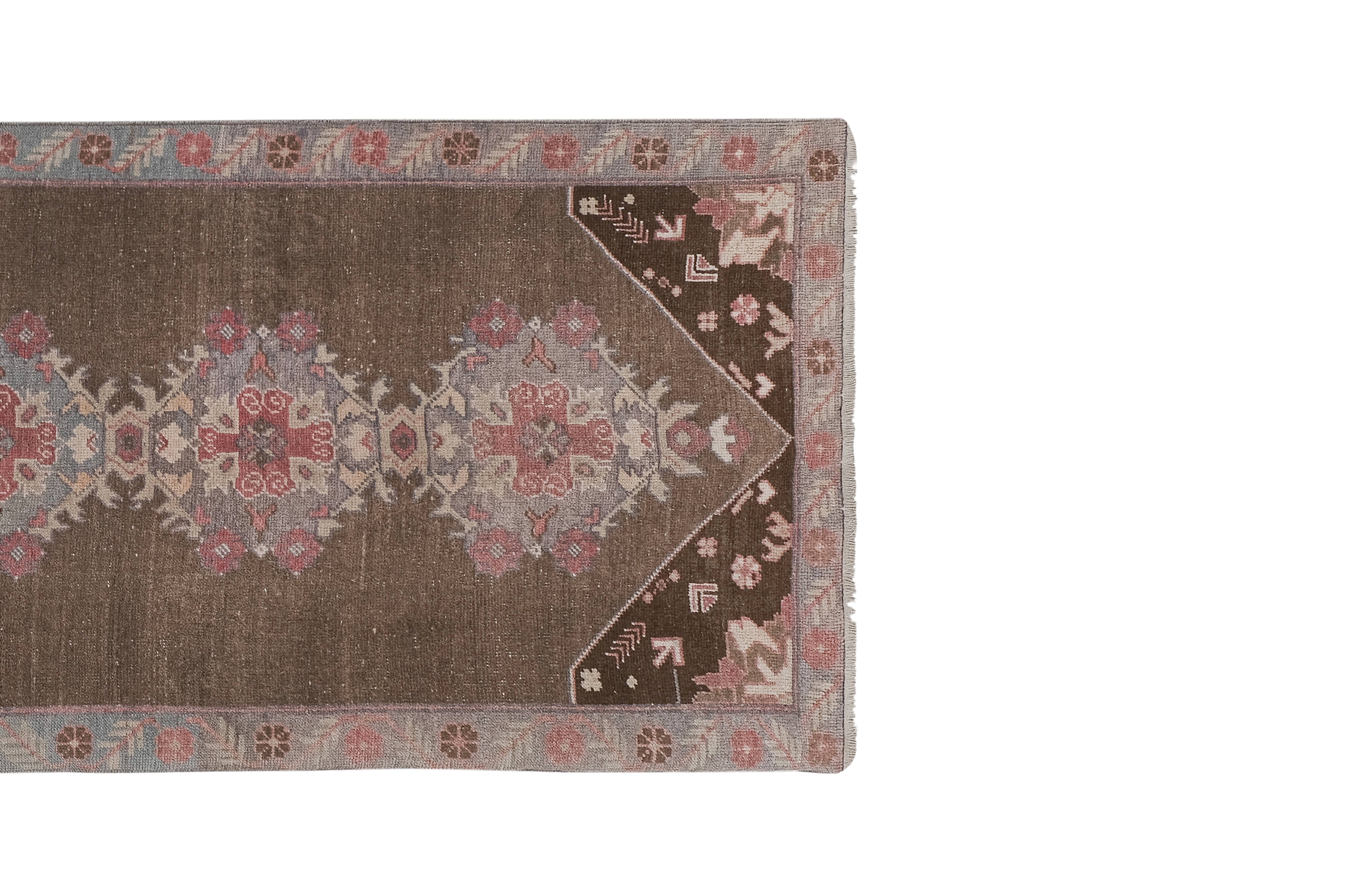 Vintage Turkish Karapinar Runner Rug 3'8'' x 8'11''