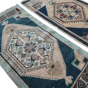 Vintage Turkish Yastik Rugs Set of 2 | 21'' x 37''