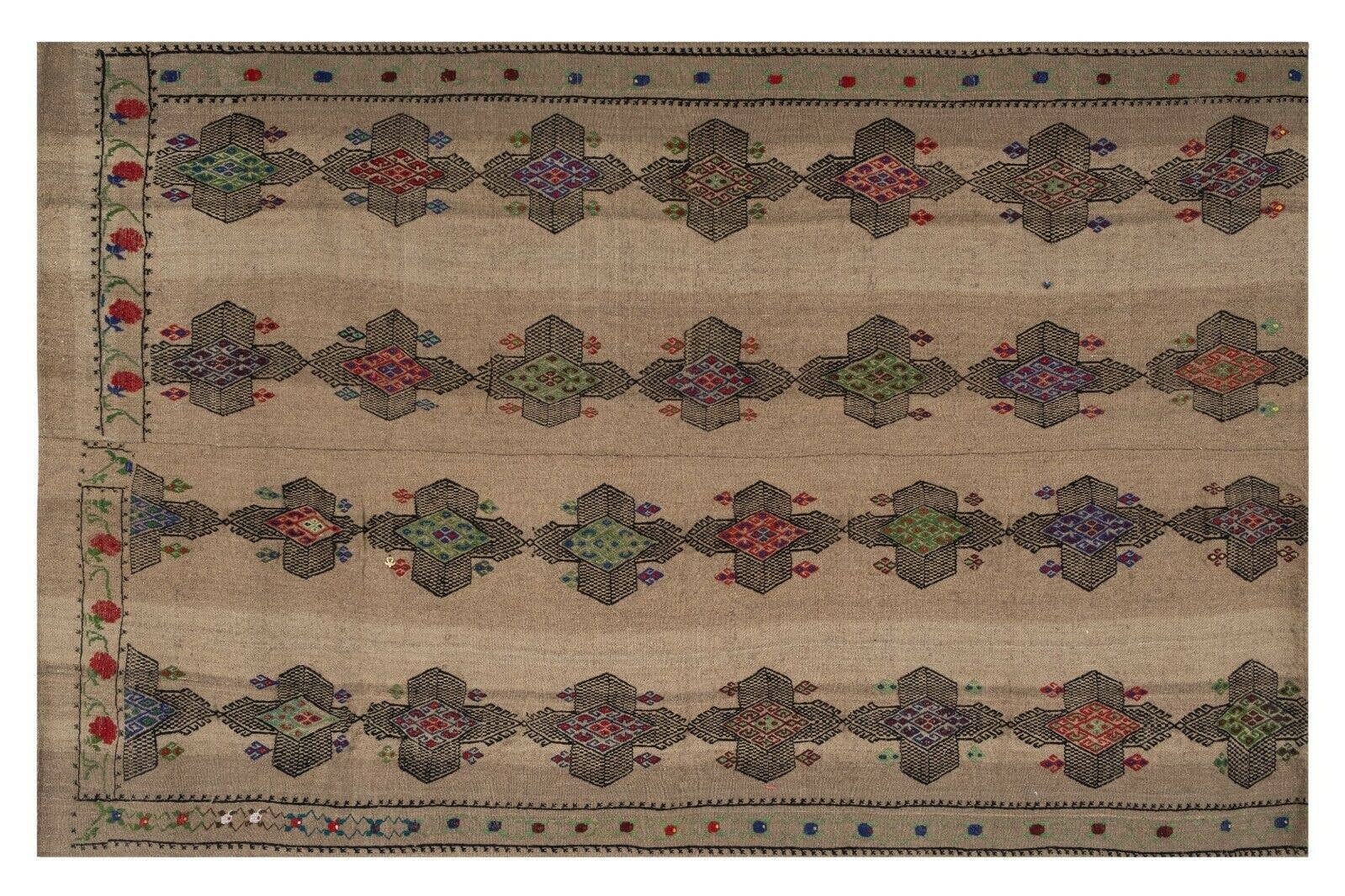 Vintage Turkish Karapinar Kilim Rug 4'7'' x 7'5''