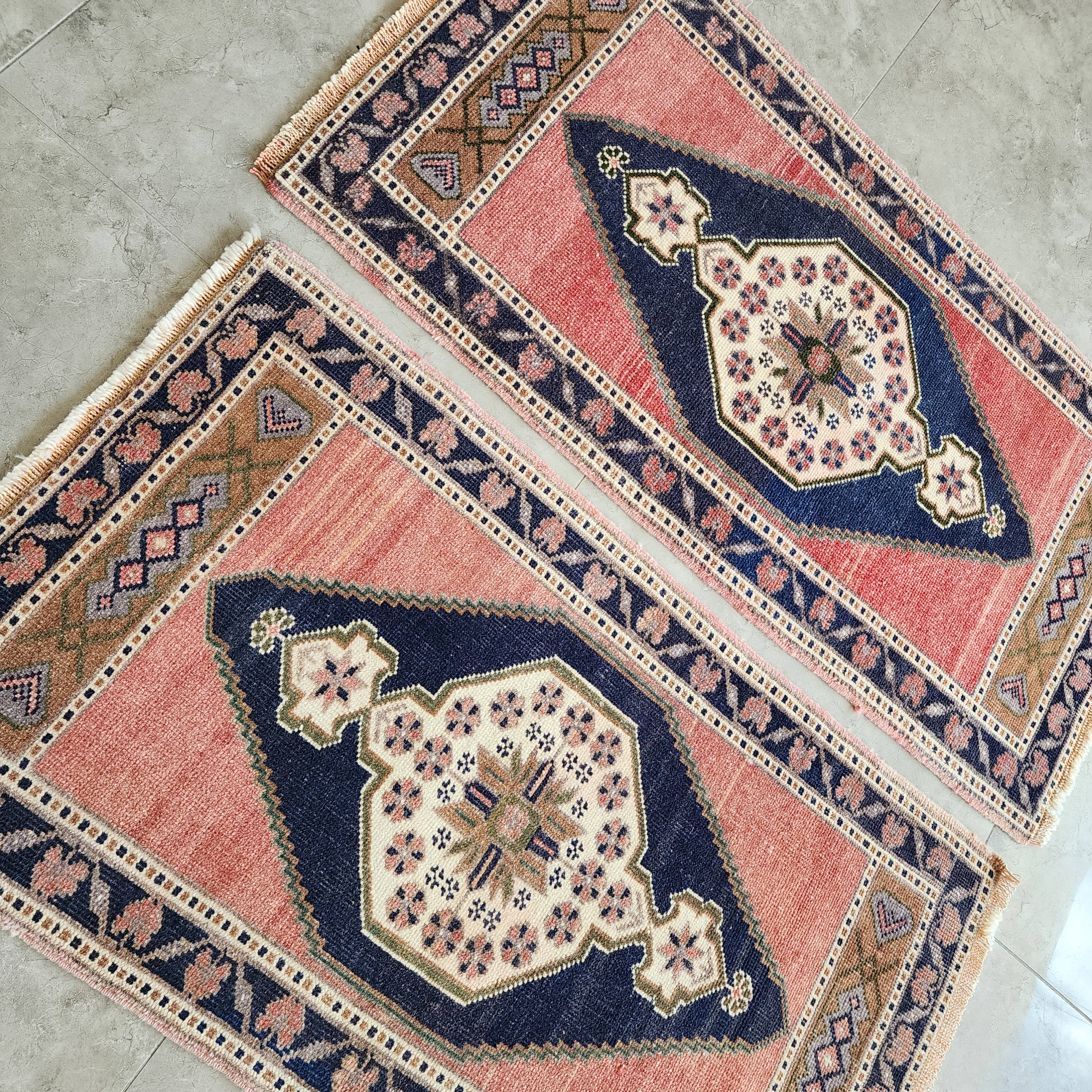 Vintage Oushak Yastik Rugs Set of 2 | 22'' x 41''