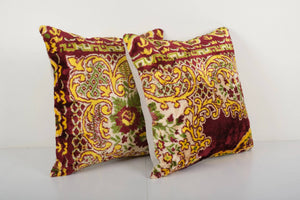 Silk Ikat Velvet Pillow Cover Set of 2 | 20'' x 20''