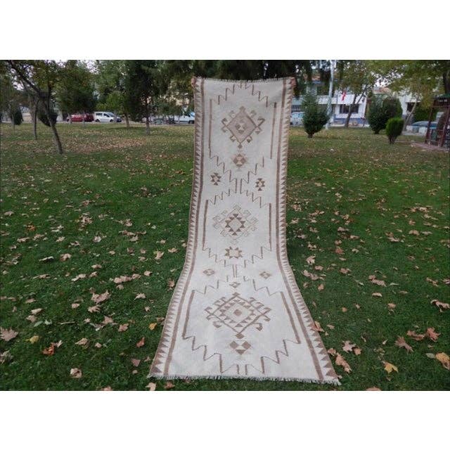 Vintage Turkish Kilim Runner 3'8'' x 11'7''