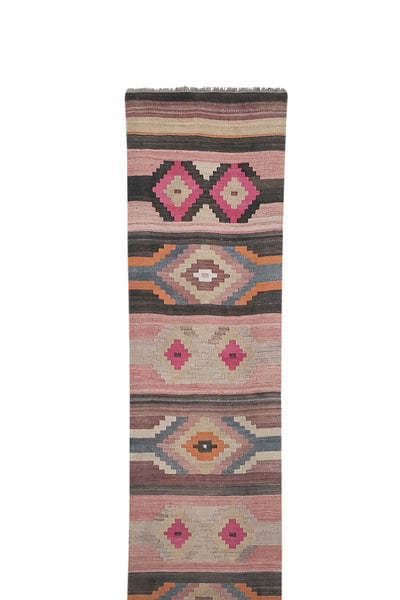 Vintage Turkish Kilim Runner 2'7'' x 21'