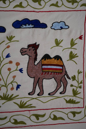 Camel Silk Suzani Wall Hanging & Bedspread 1'8'' x 6'3''