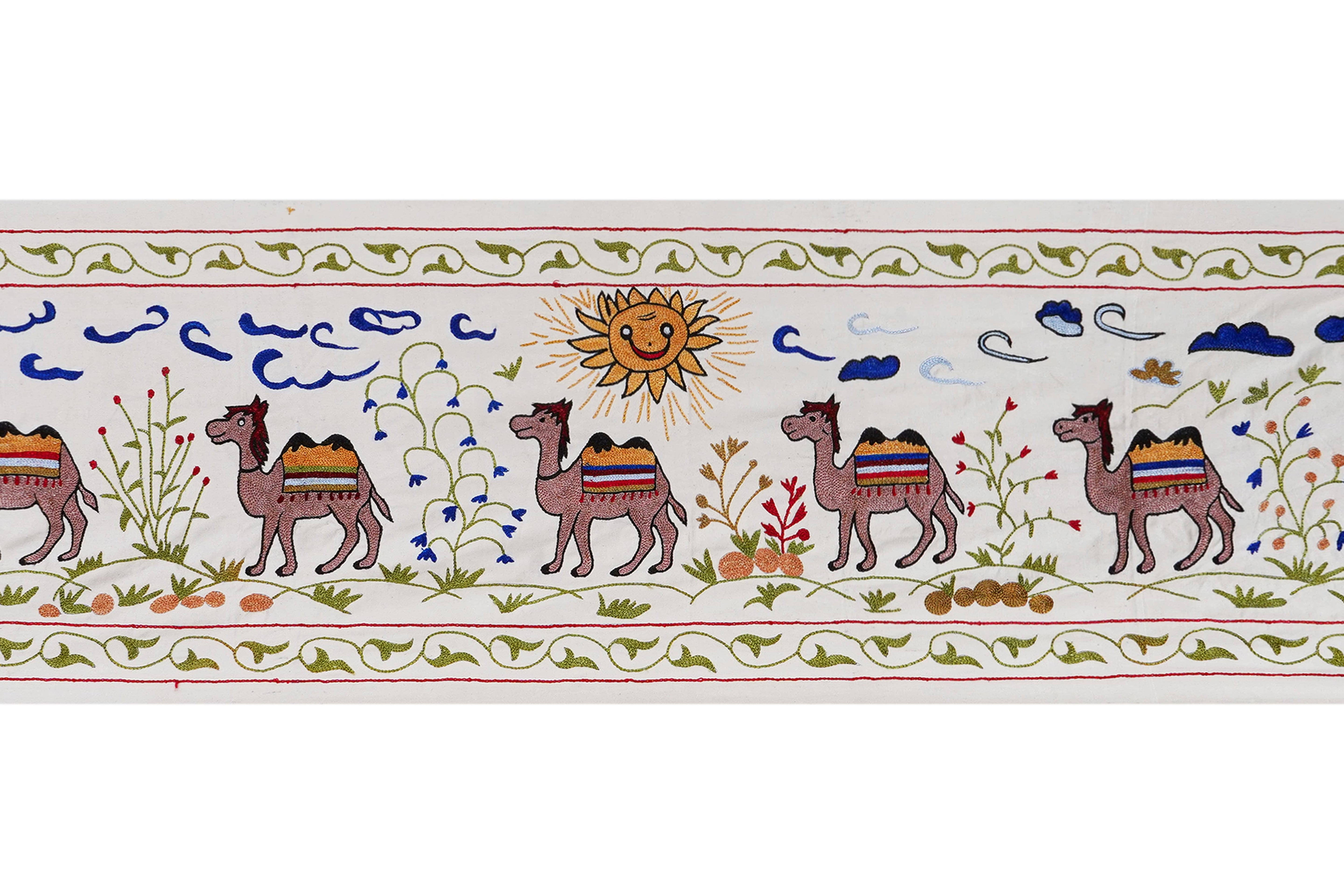 Camel Silk Suzani Wall Hanging & Bedspread 1'8'' x 6'3''