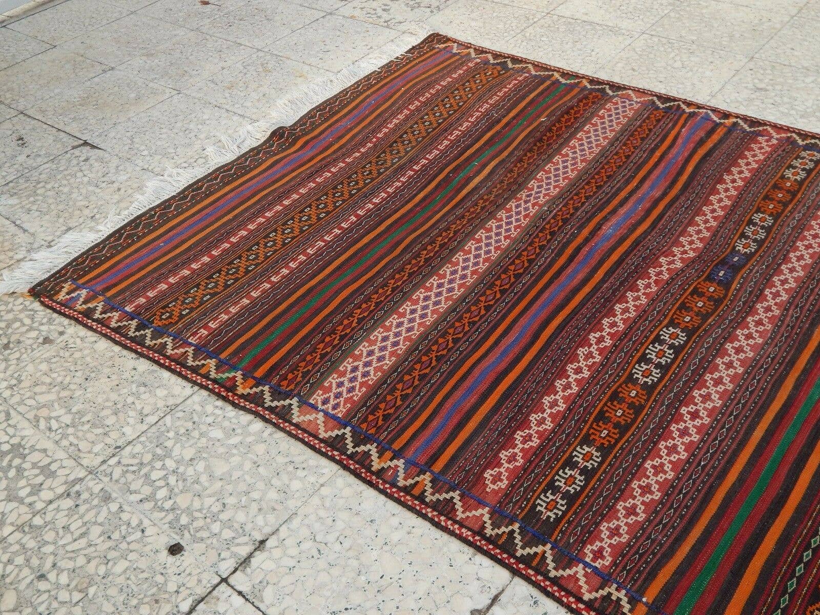 Vintage Turkish Kilim Rug 4'3'' x 9'8''