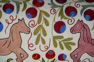 Horse Suzani Bedding Pillow Cover | 18'' x 34''