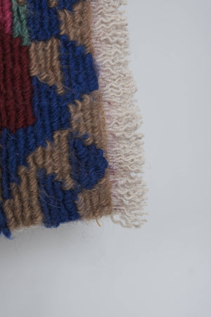 Vintage Checkered Turkish Shaggy Tulu Rug 49'' x 56''