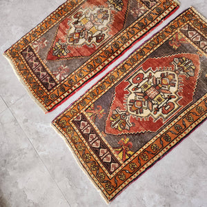 Vintage Oushak Yastik Rugs Set of 2 | 19'' x 36''