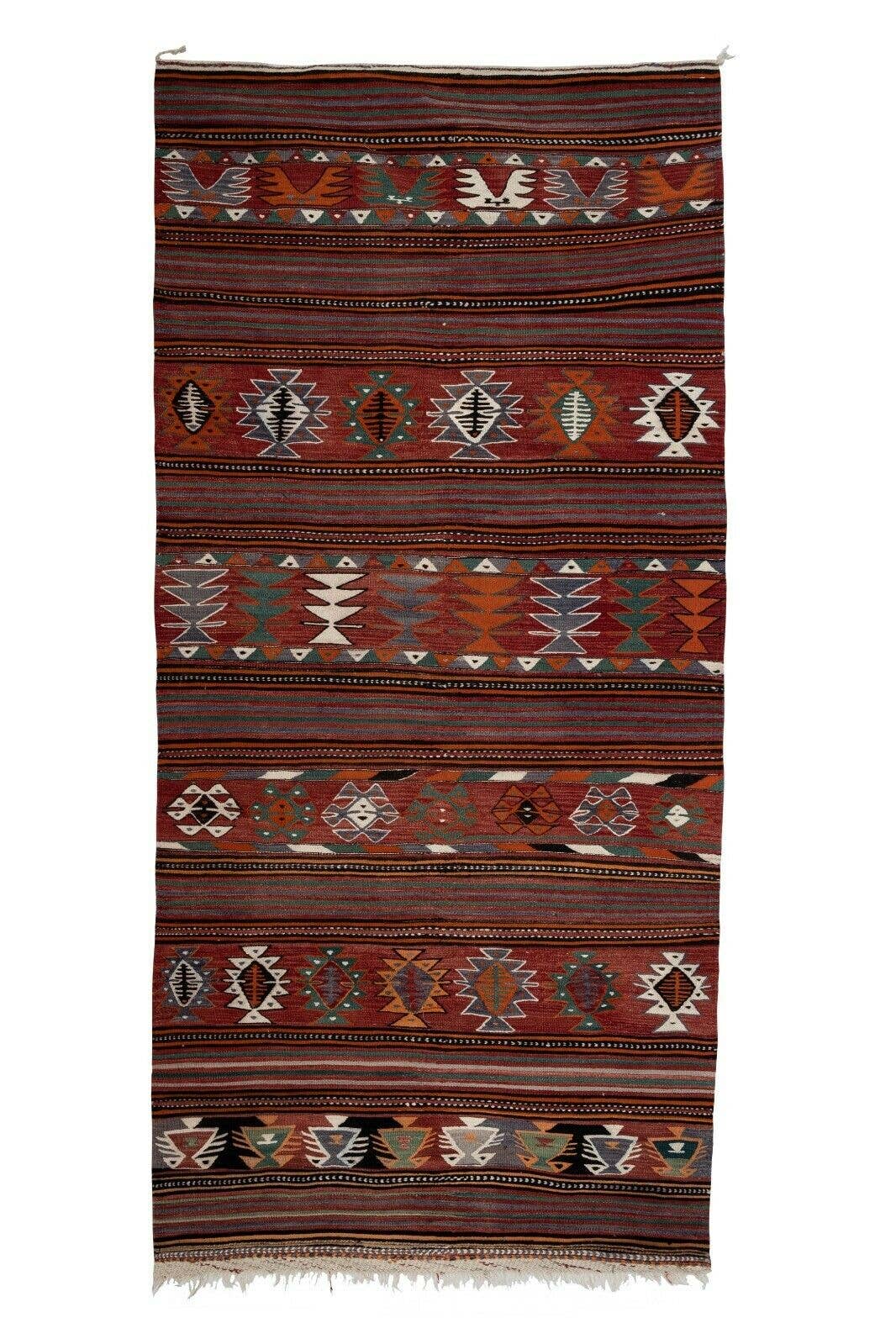 Vintage Turkish Kilim Runner 4'7'' x 9'10''
