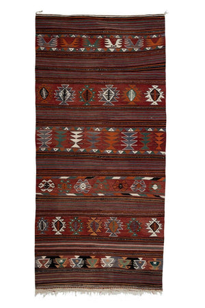 Vintage Turkish Kilim Runner 4'7'' x 9'10''