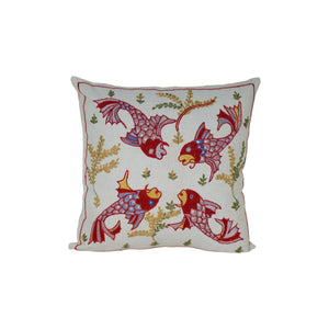 Fish Suzani Pillow Cover | 18'' x 18''