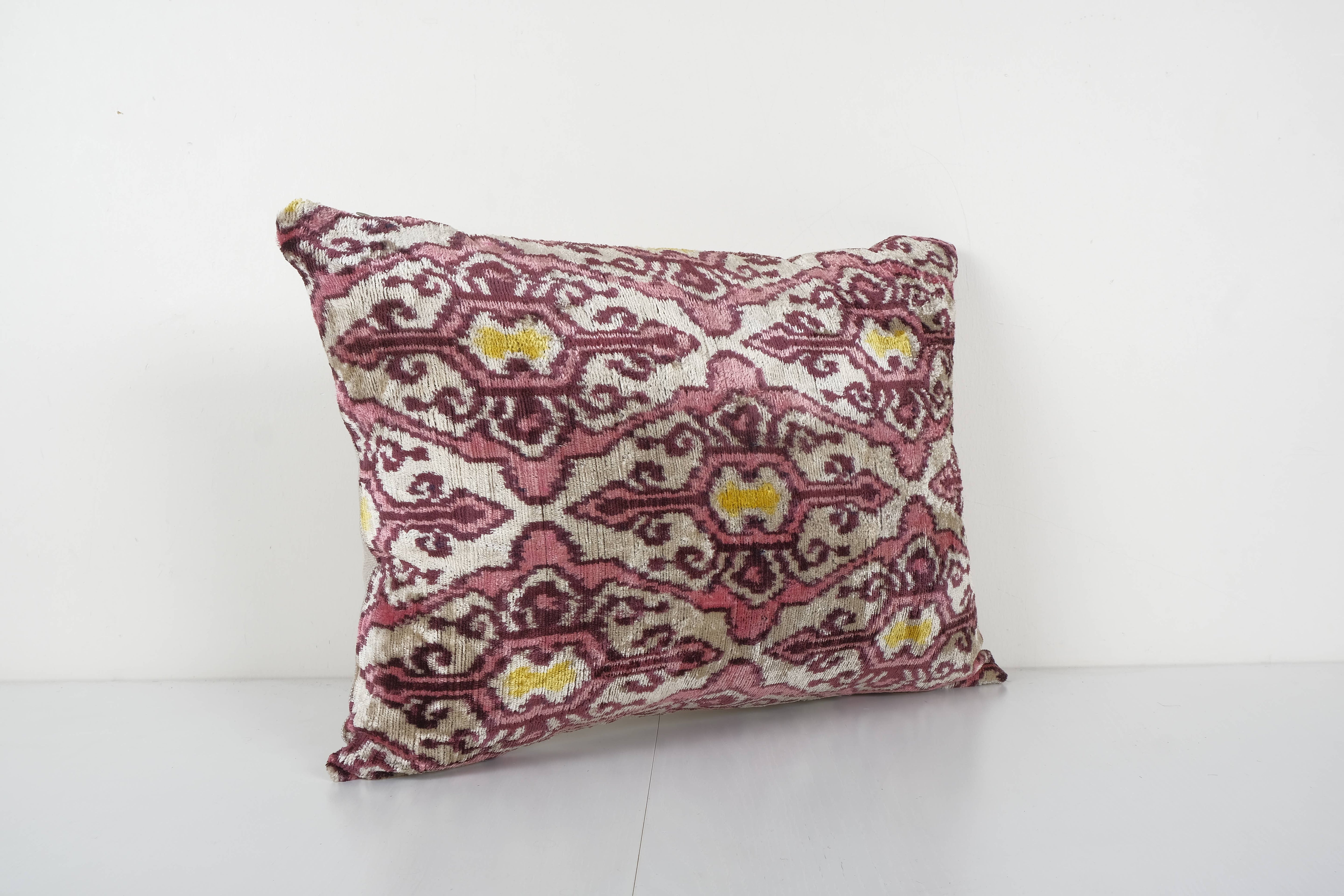 Silk Ikat Velvet Pillow Cover | 16'' x 22''