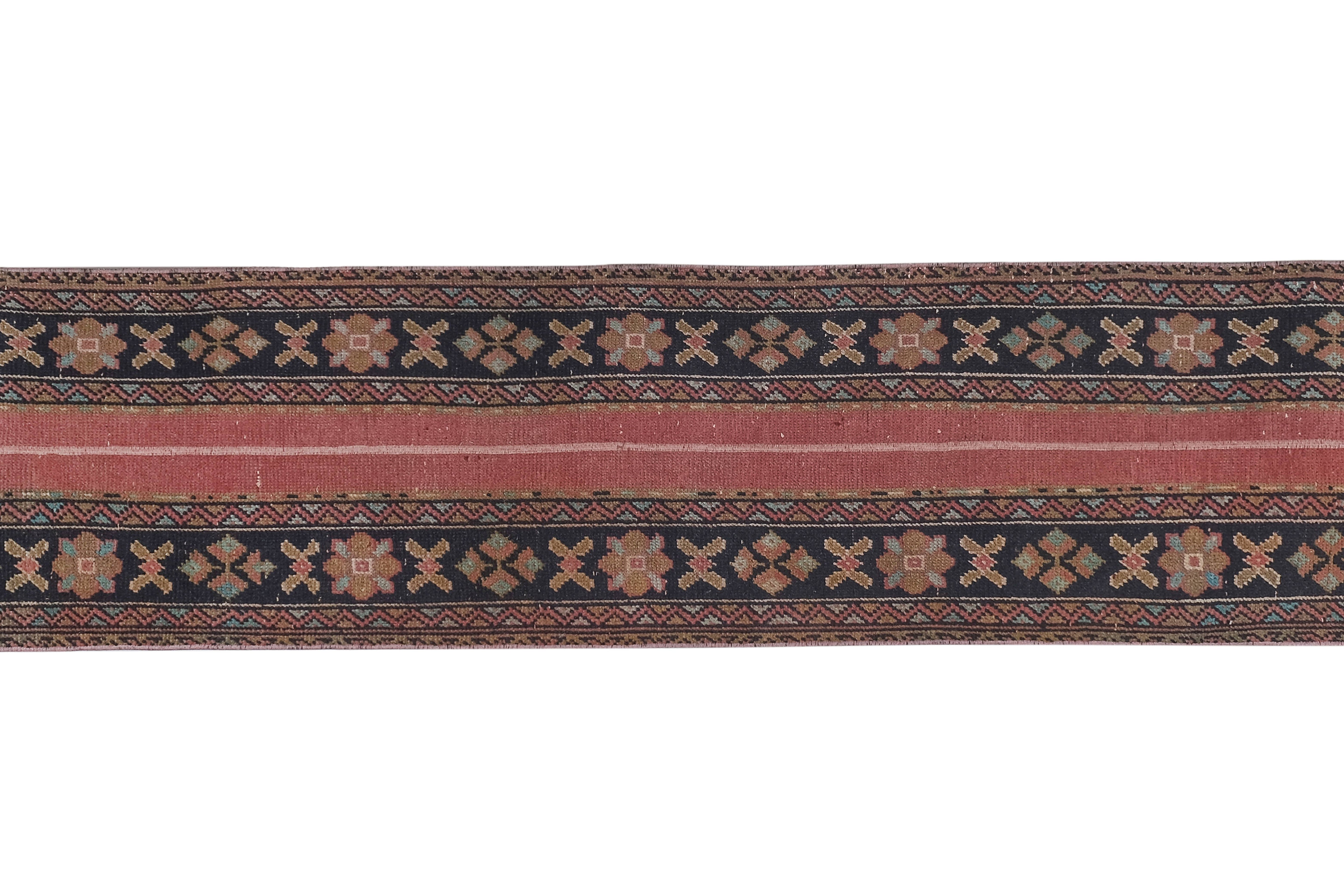 Vintage Turkish Runner Rug 2' x 12'4''