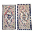 Vintage Turkish Yastik Rug Set of 2 | 1'10'' x 3'3'' & 1'10'' x 3'5''