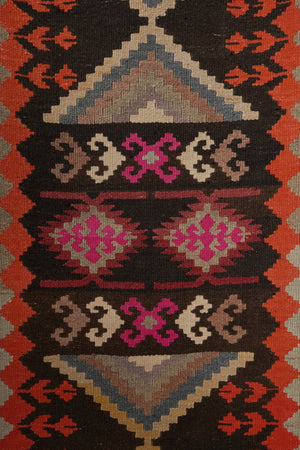 Vintage Turkish Kilim Runner 3'1'' x 12'6''