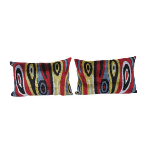 Silk Ikat Velvet Pillow Cover Set of 2 | 16'' x 24''
