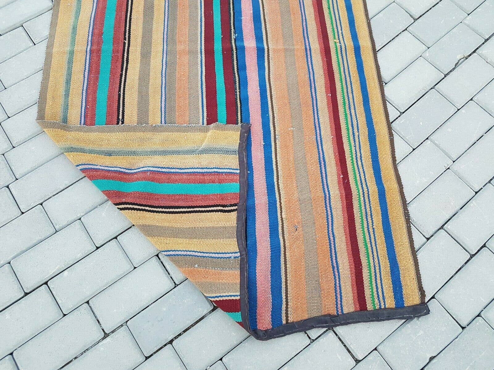 Vintage Turkish Kilim Runner 3'5'' x 8'8''
