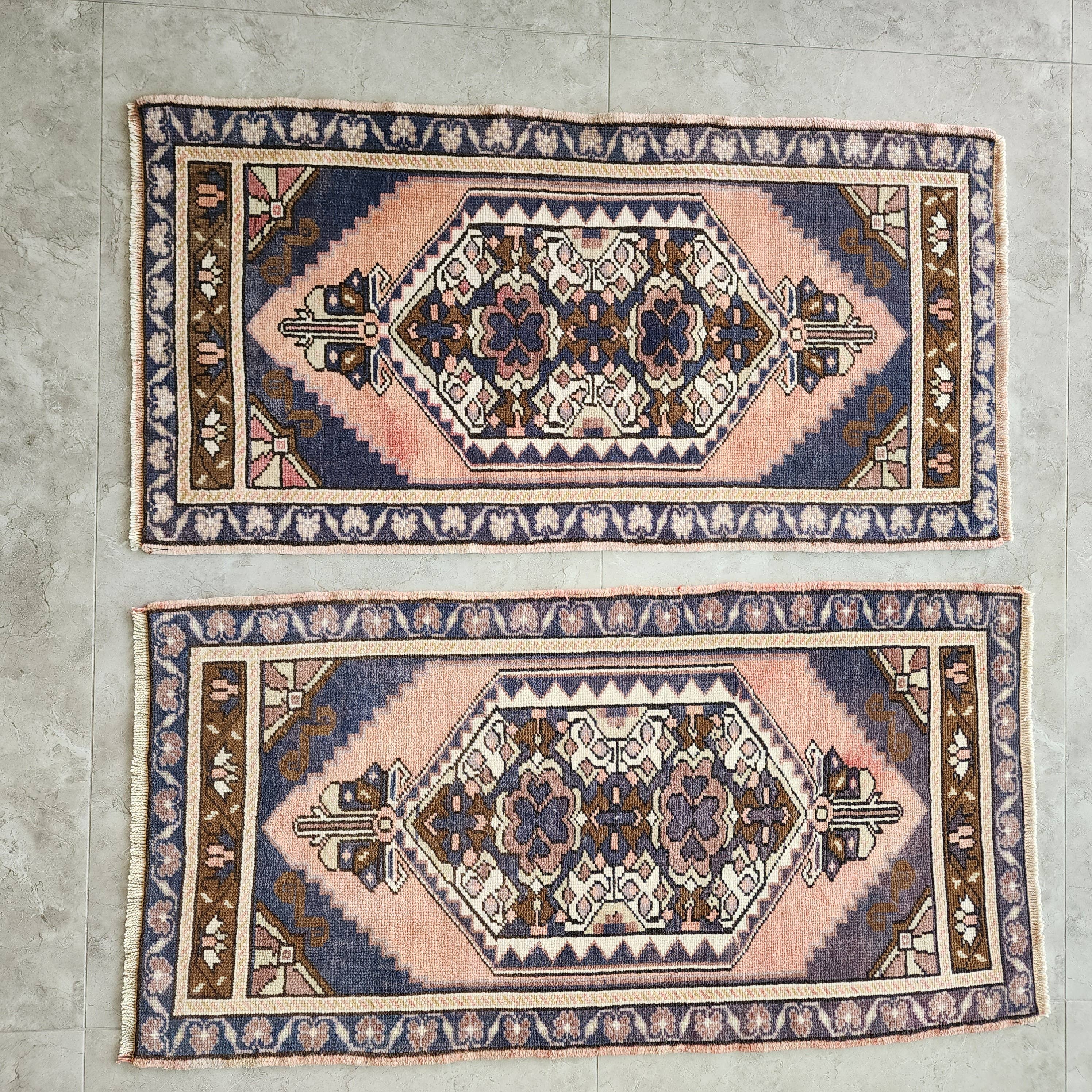 Vintage Turkish Yastik Rugs Set of 2 | 21'' x 41''