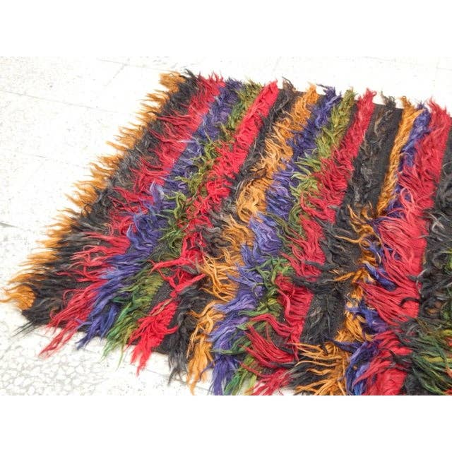 Vintage Turkish Shaggy Rug 3'9'' x 5'8''