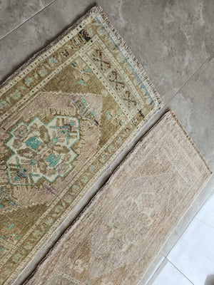 Vintage Turkish Yastik Rugs Set of 2 | 20'' x 39''
