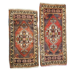 Vintage Turkish Yastik Rugs Set of 2 | 19'' x 37''