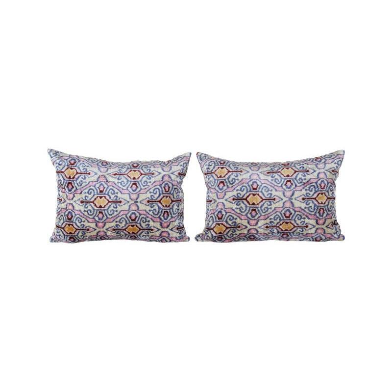 Silk Ikat Velvet Pillow Cover Set of 2 | 15'' x 22''