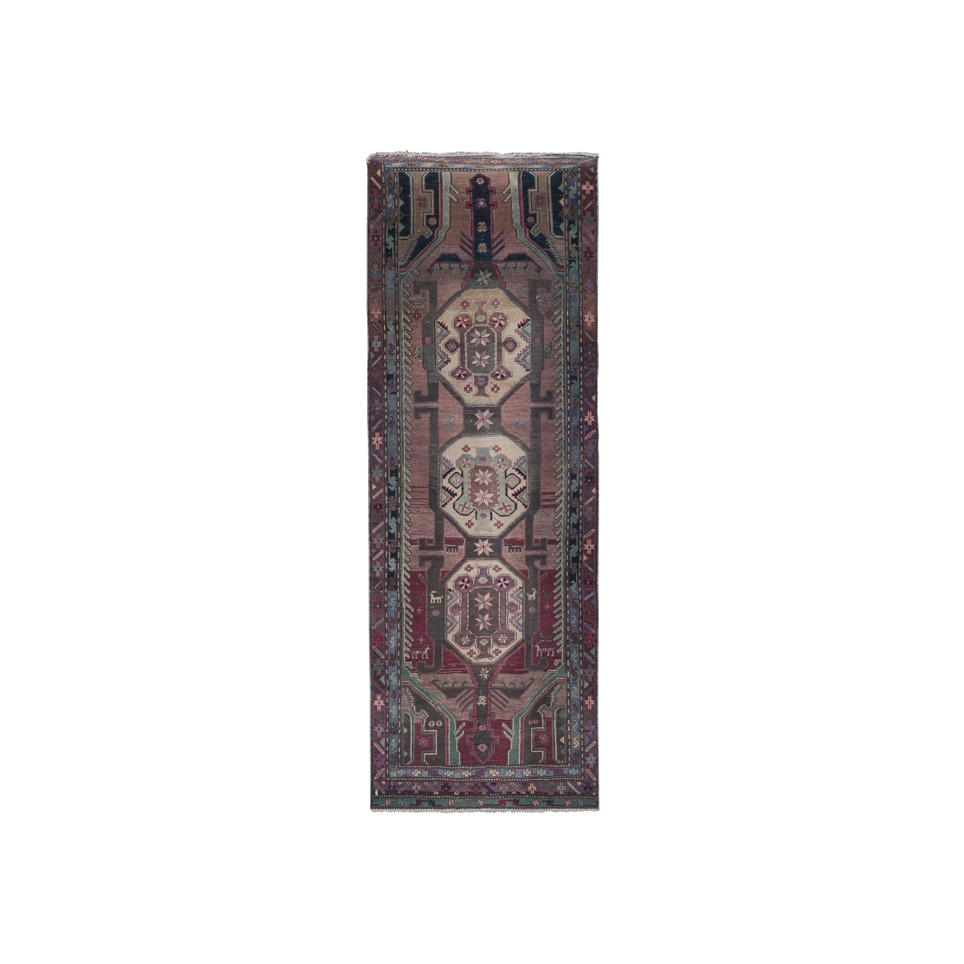 Vintage Caucasian Runner Rug 3'9'' x 10'6''