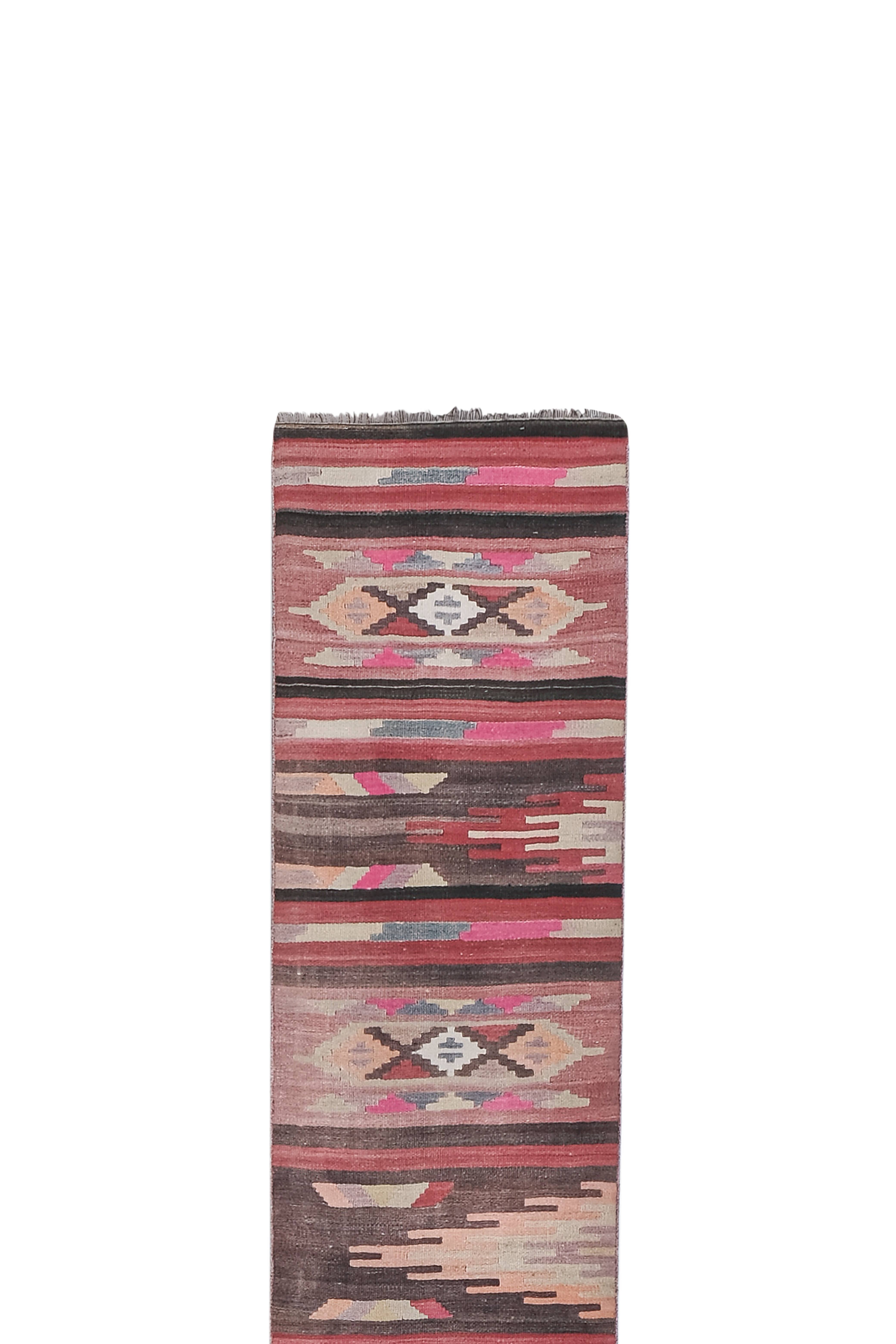 Vintage Turkish Kilim Runner 2'6'' x 20'11''
