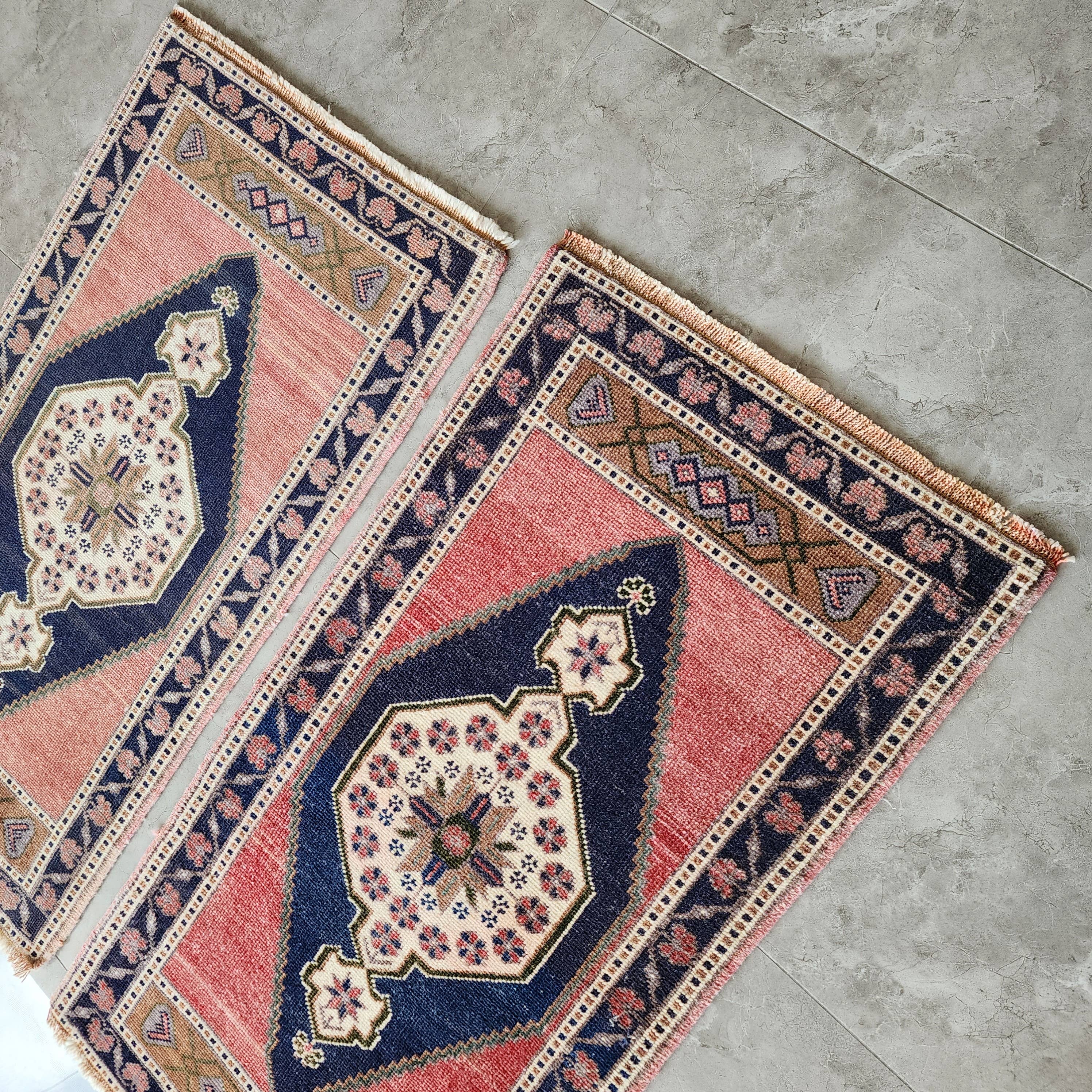 Vintage Oushak Yastik Rugs Set of 2 | 22'' x 41''
