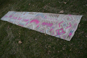 Vintage Turkish Kilim Runner 2'4'' x 12'6''