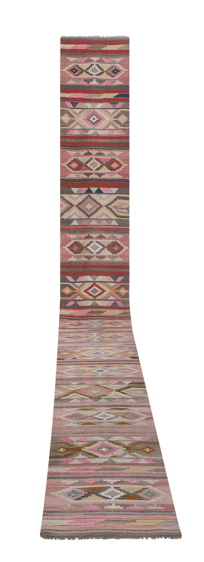 Vintage Turkish Anatolian Kilim Runner 2'6'' x 21'11''