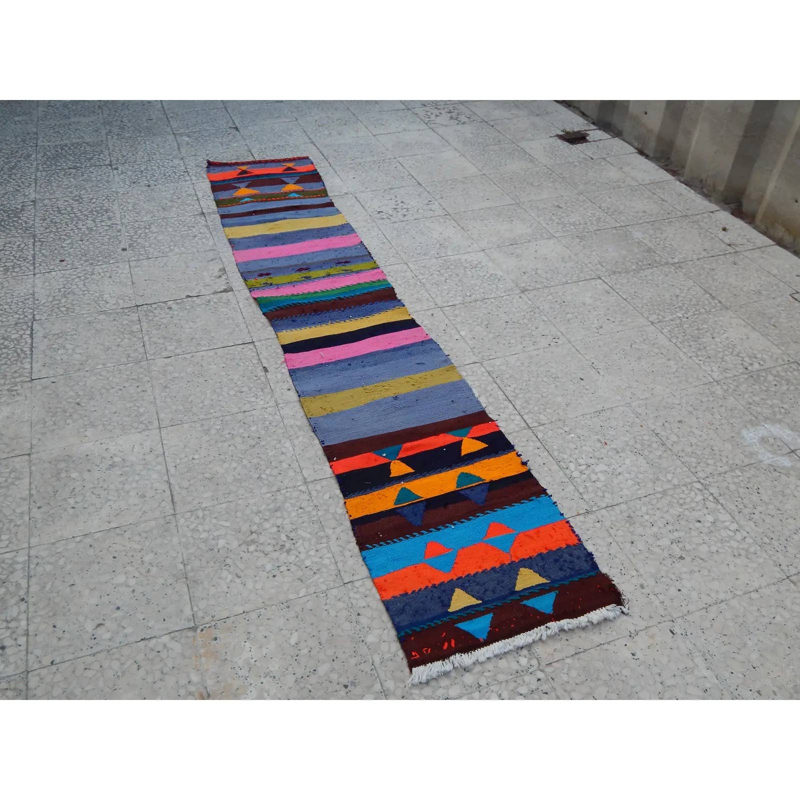 Vintage Turkish Kilim Runner 1'7'' x 8'2''