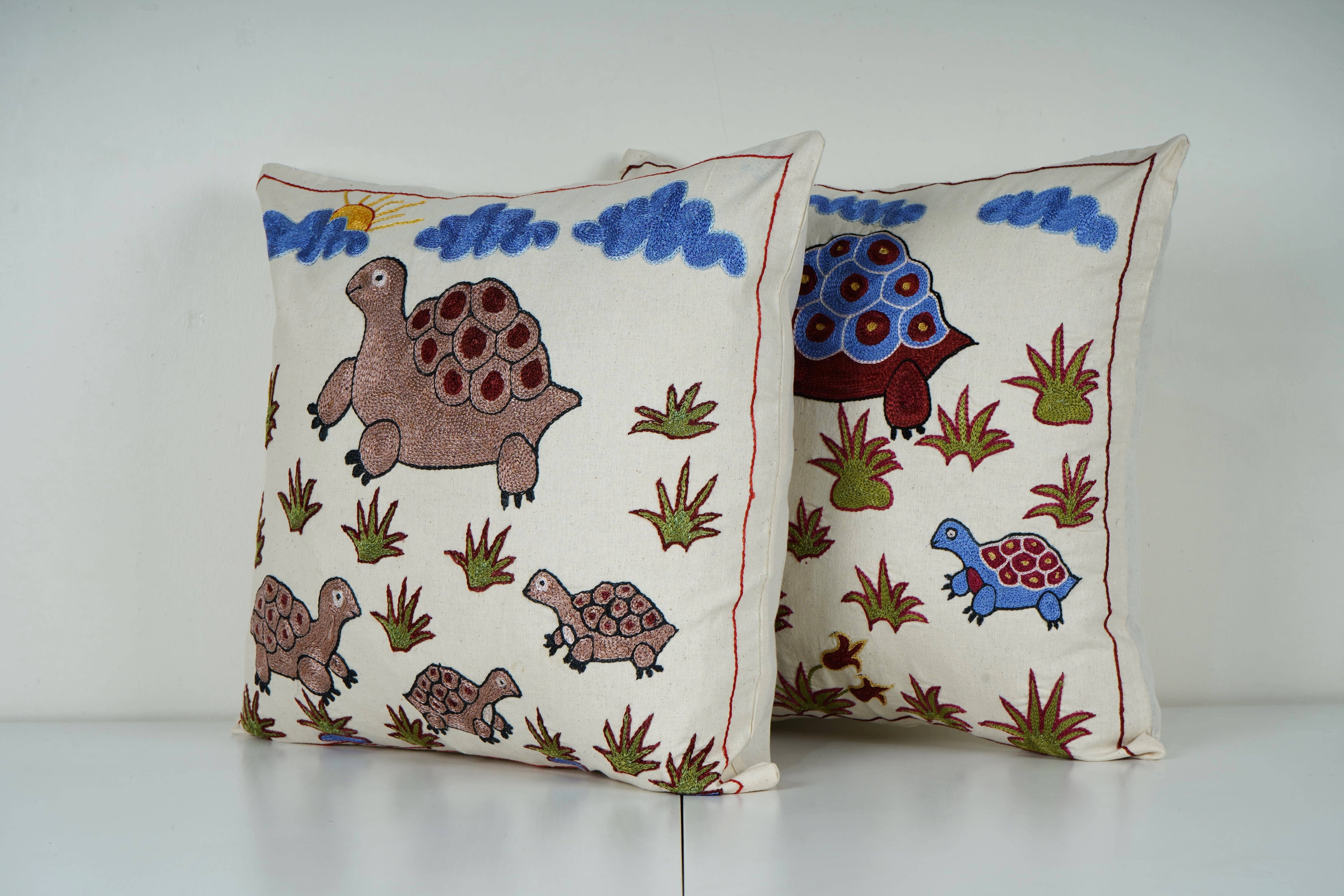 Tortoise Suzani Pillow Cover Set of 2 | 18'' x 18''
