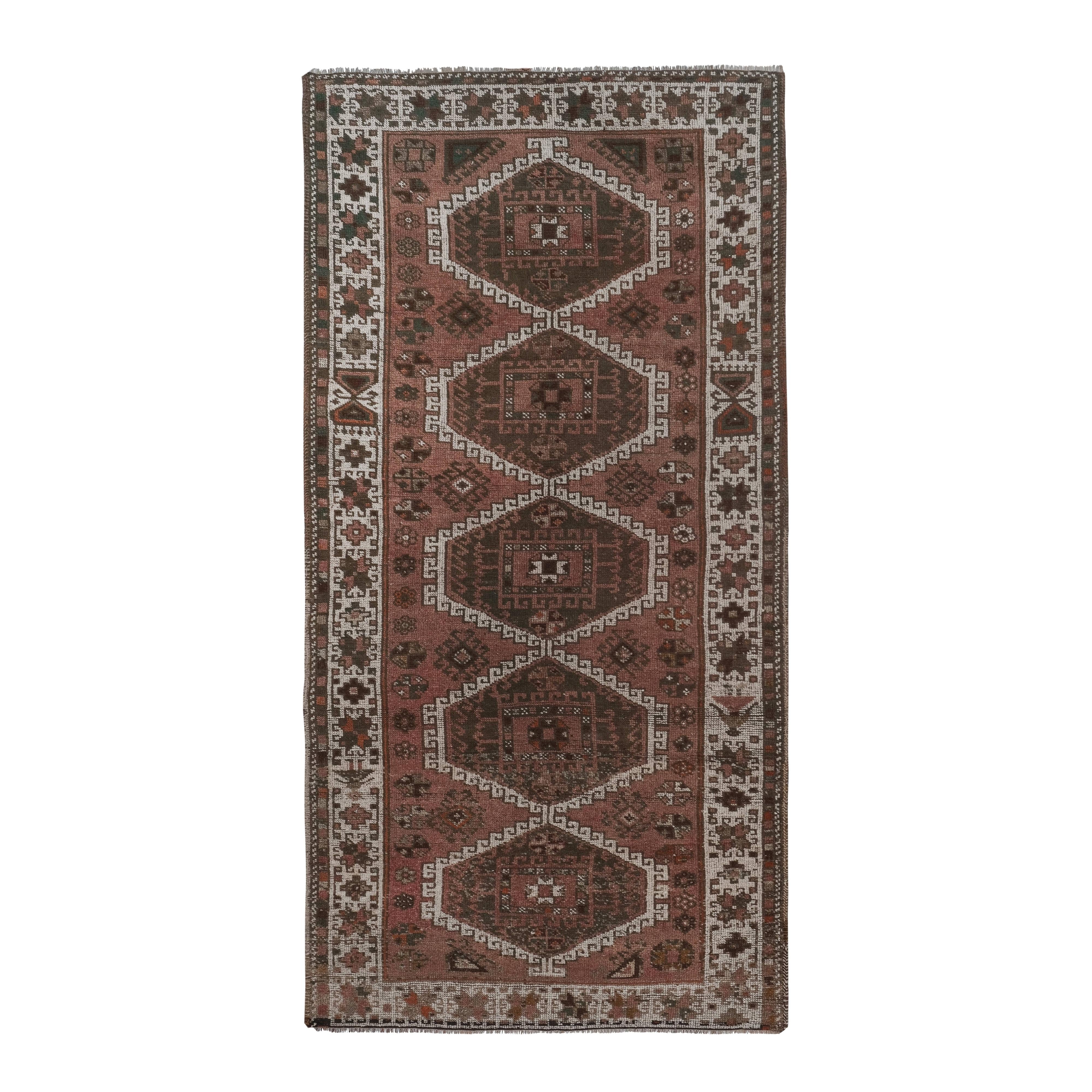 Vintage Kurdish Runner Rug 4'4'' x 8'7''