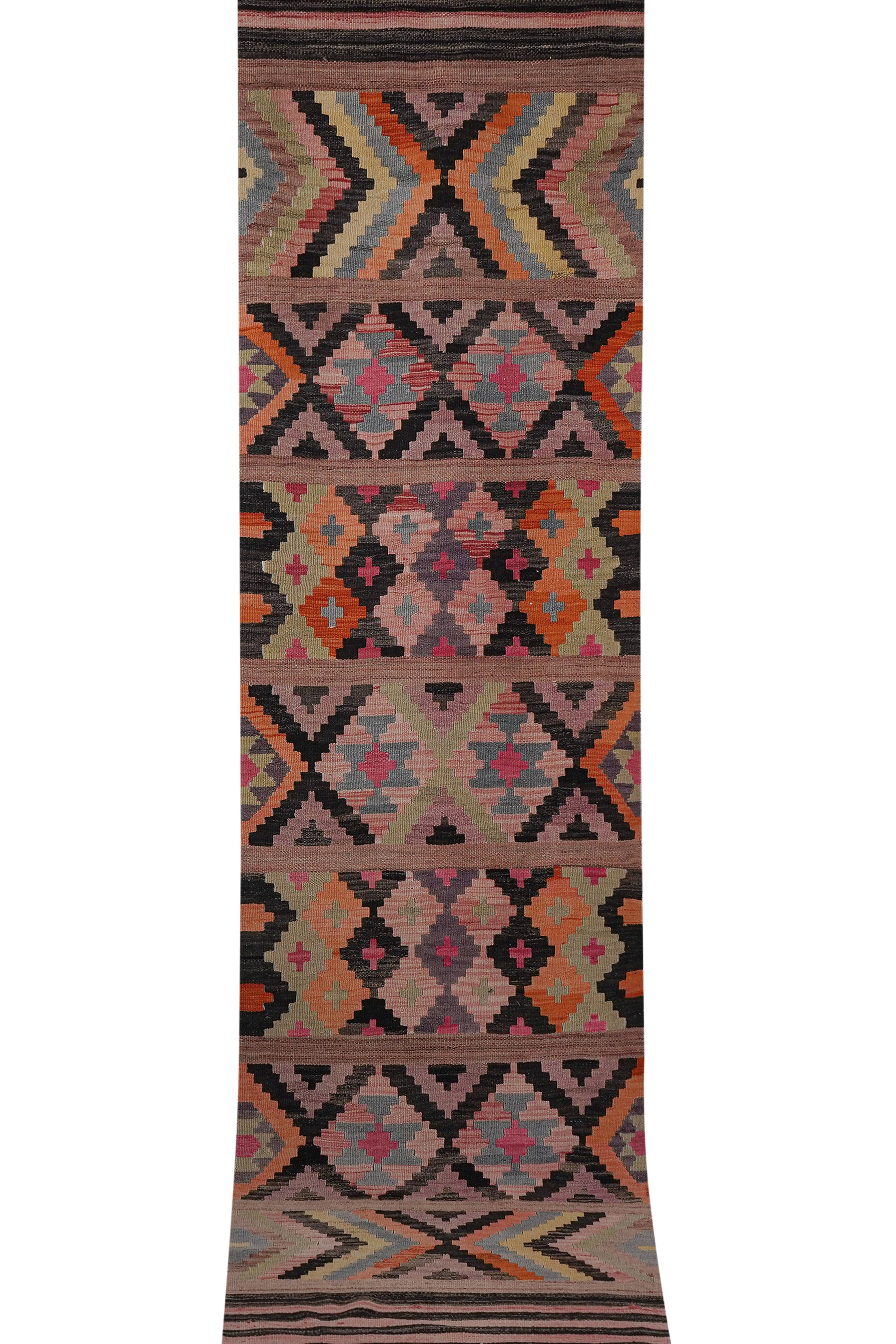 Vintage Turkish Kilim Runner 3'1'' x 13'3''