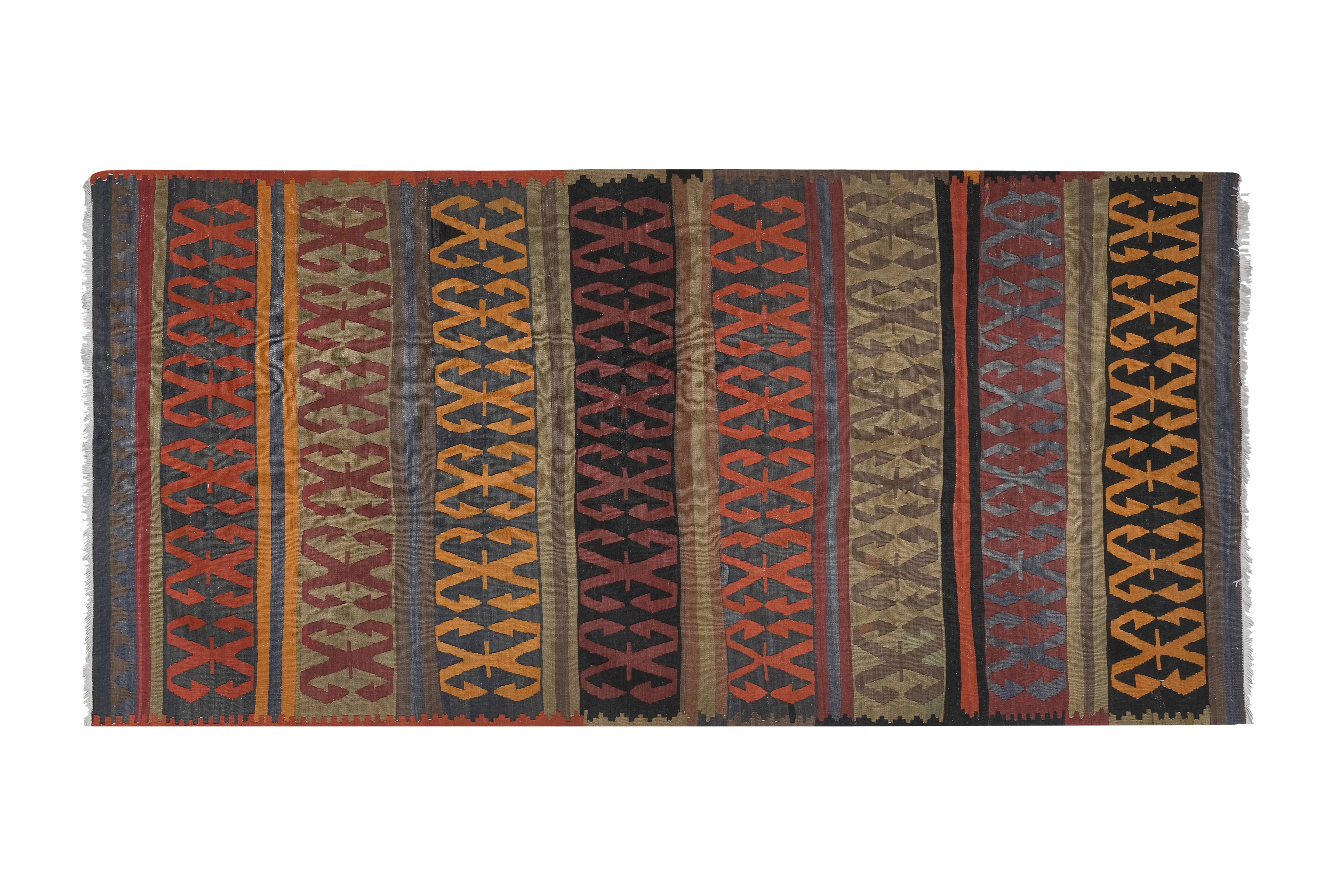 Vintage Turkish Konya Kilim Runner 4'11'' x 10'1''