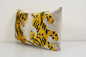 Tiger Silk Ikat Velvet Pillow Cover | 16'' x 22''