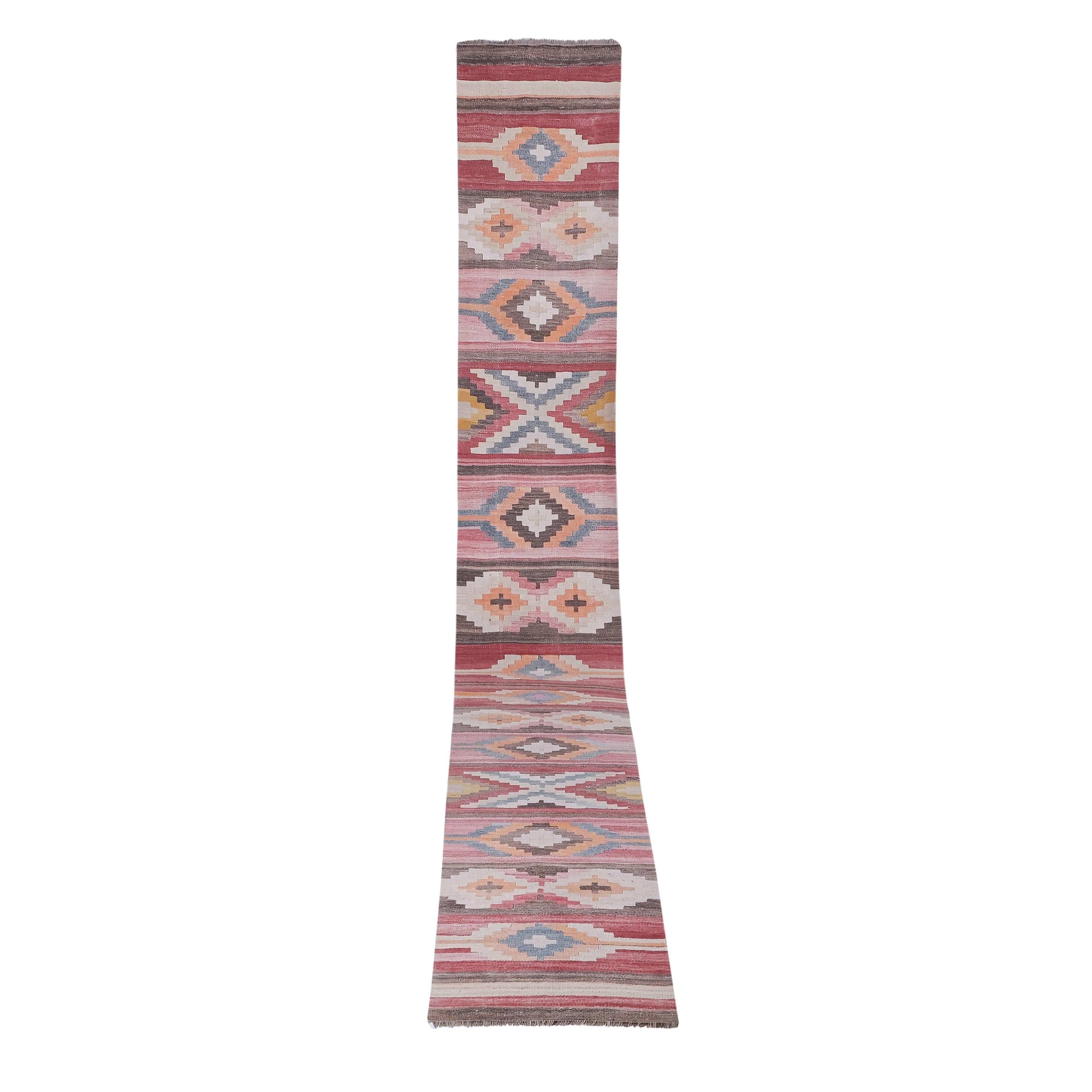 Vintage Turkish Kilim Runner 2'6'' x 21'8''