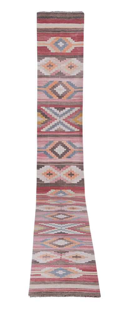 Vintage Turkish Kilim Runner 2'6'' x 21'8''