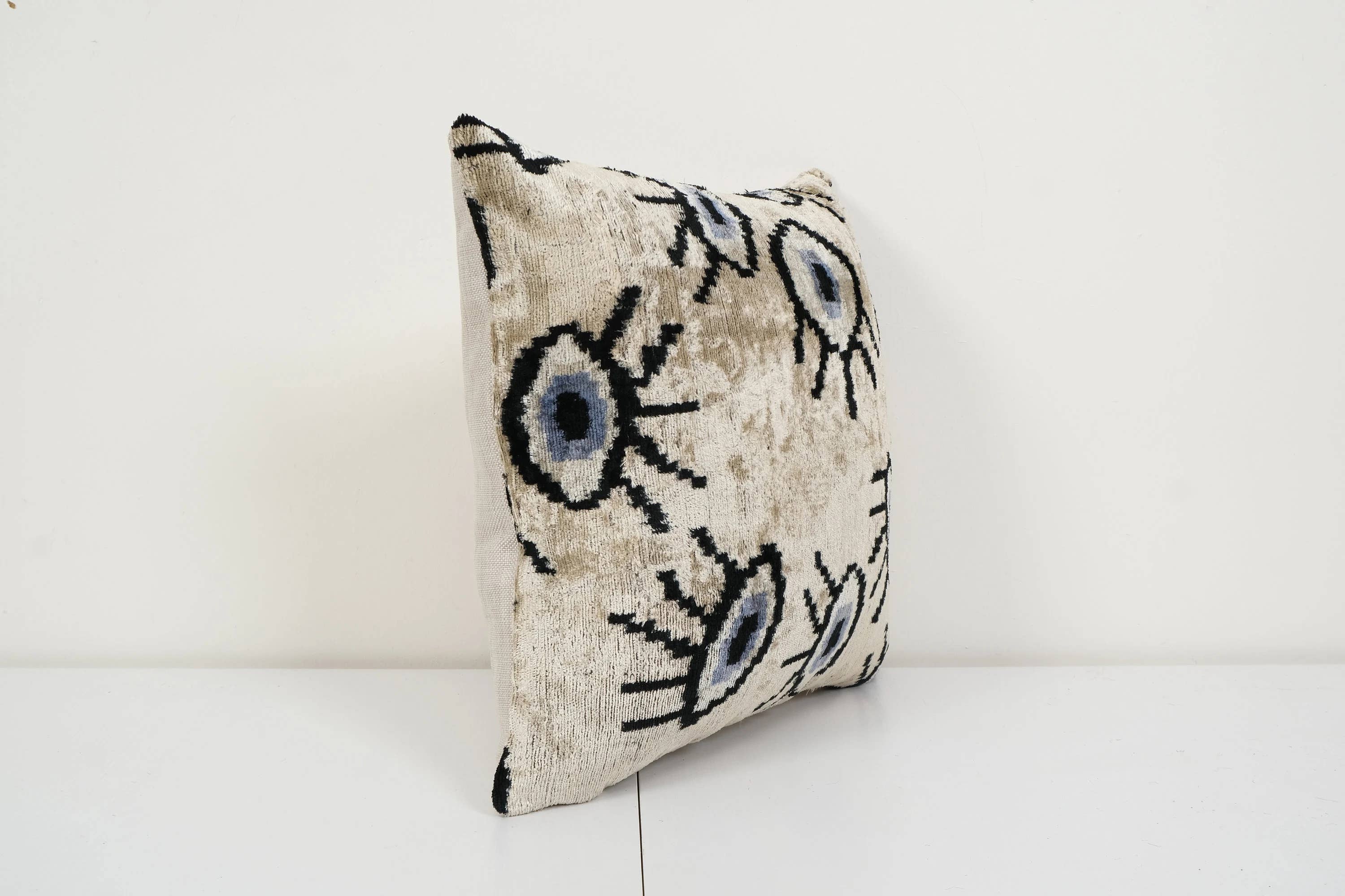 Silk Ikat Velvet Pillow Cover | 16'' x 16''