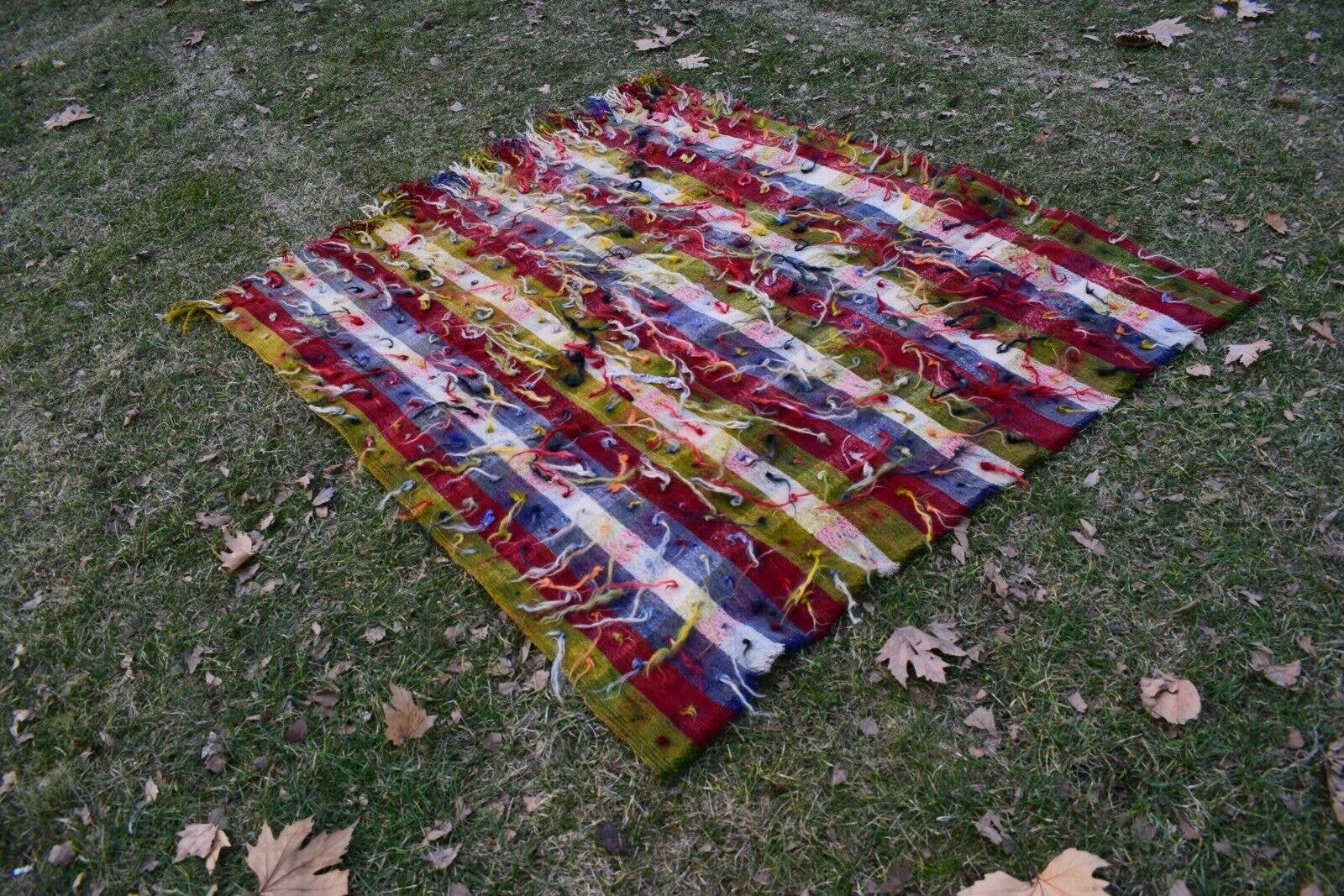 Vintage Turkish Shaggy Tulu Rug 4'3'' x 4'11''