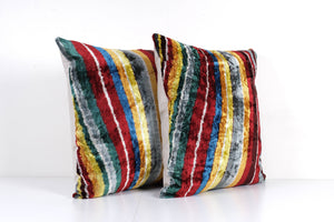 Silk Ikat Velvet Pillow Cover Set of 2 | 22'' x 23''