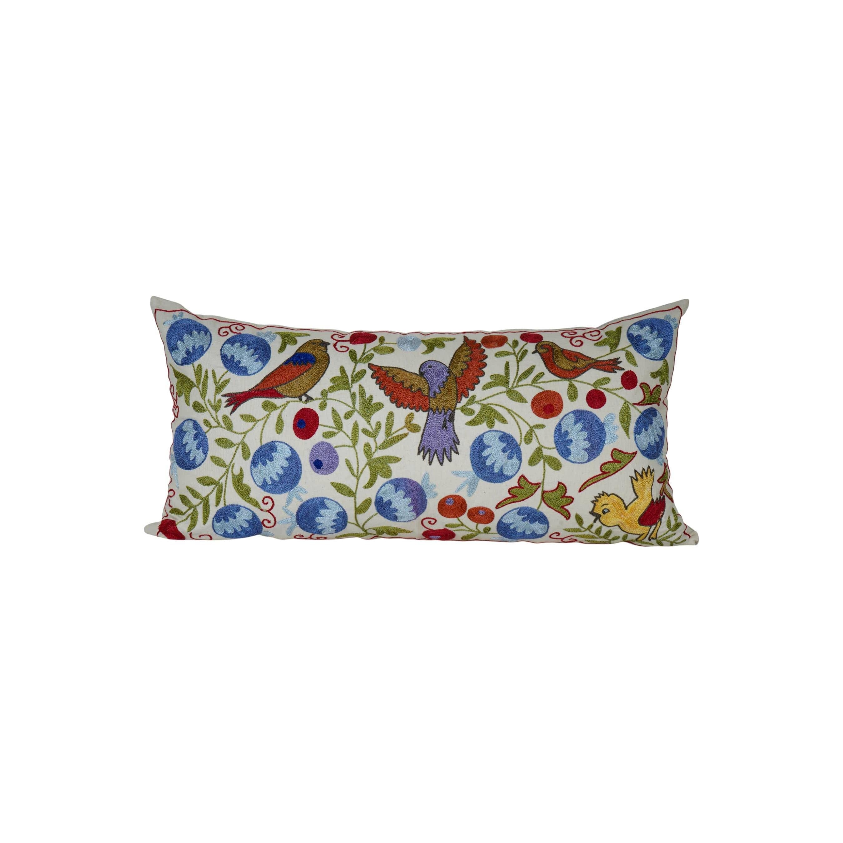 Bird Suzani Bedding Pillow Cover | 18'' x 34''