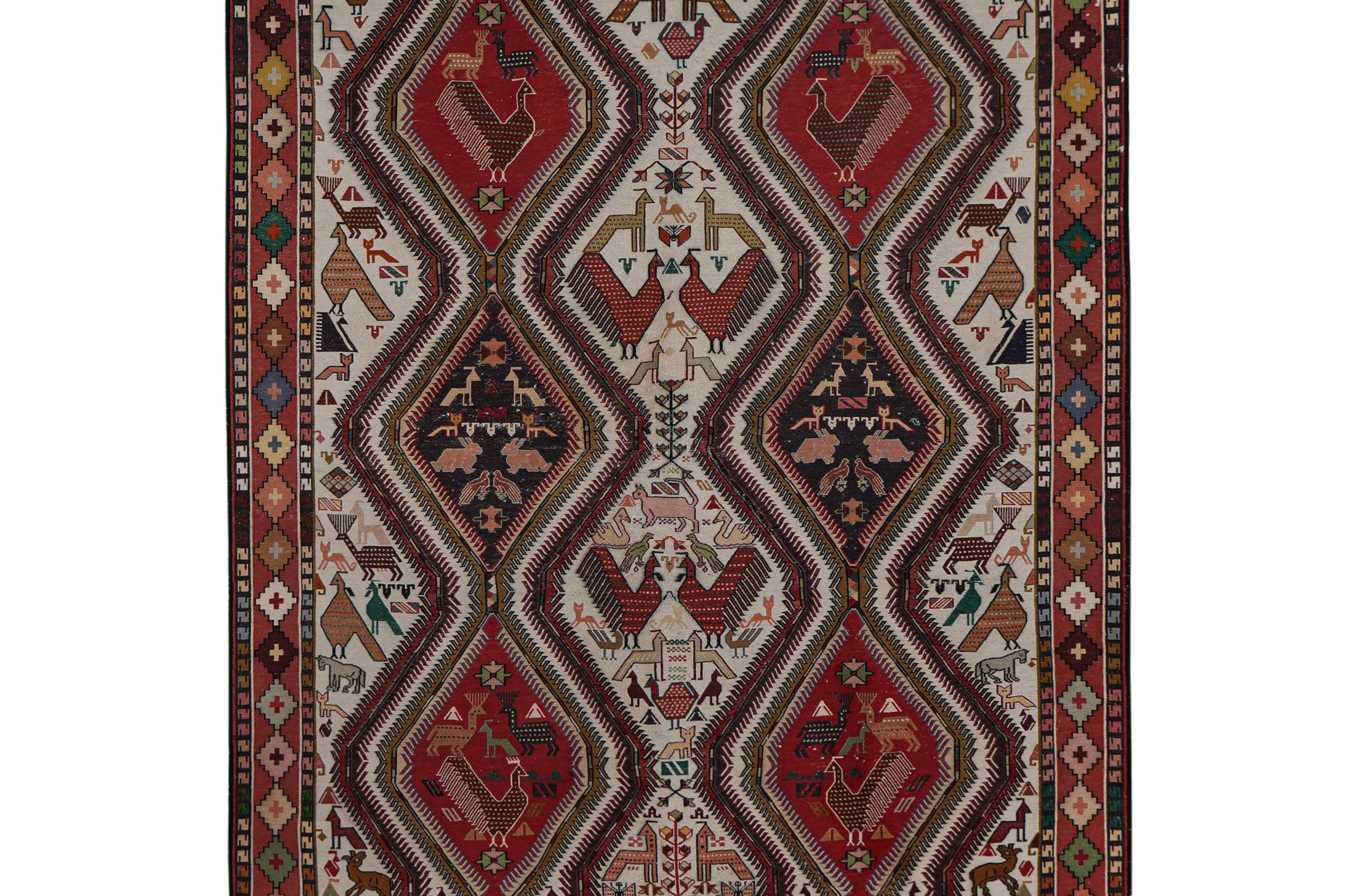Vintage Turkish Soumac Kilim Rug 6'2'' x 9'5''