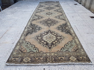 Vintage Turkish Anatolian Oushak Runner 3'6'' x 12'5''