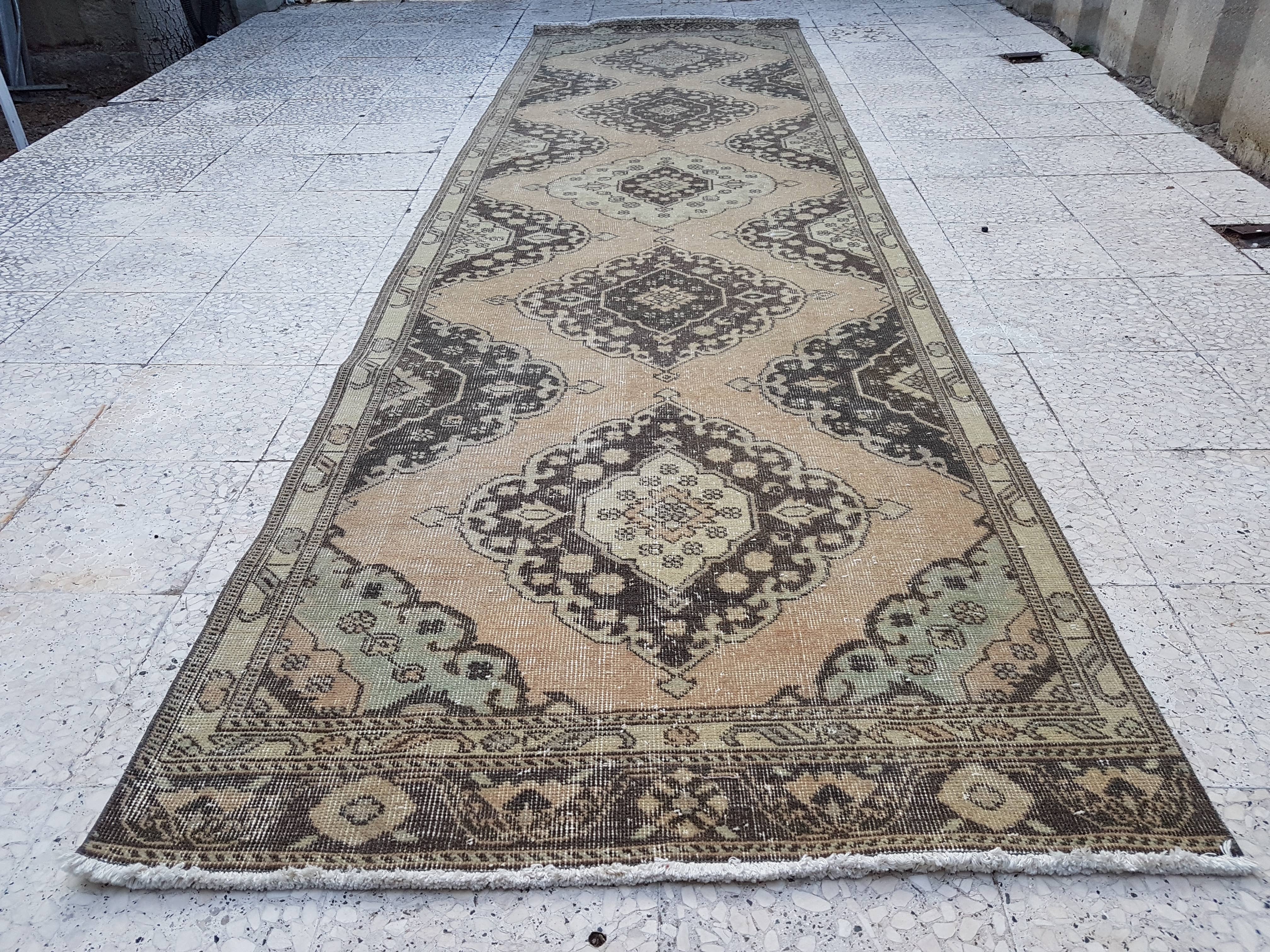 Vintage Turkish Anatolian Oushak Runner 3'6'' x 12'5''