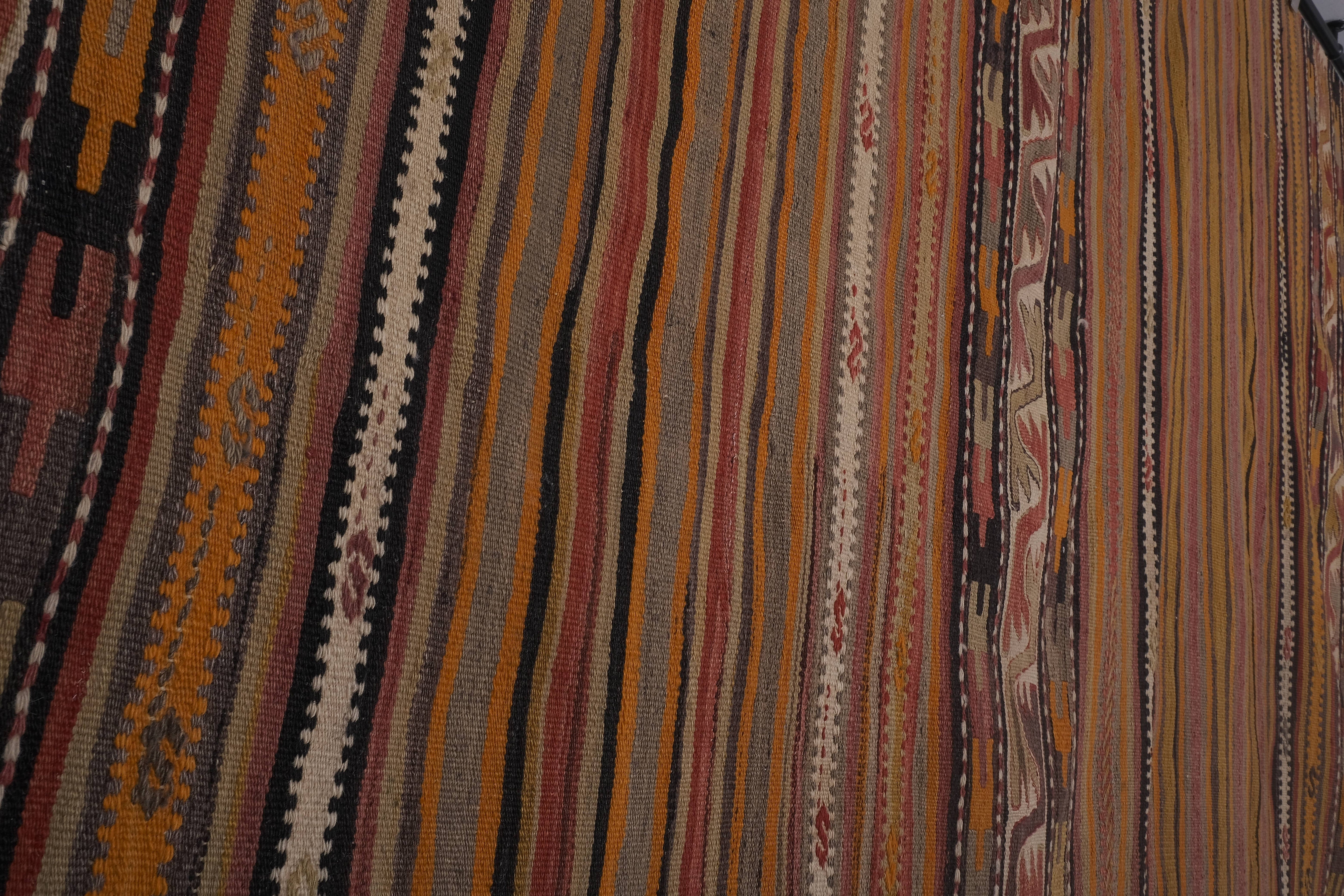 Vintage Turkish Kilim Rug 5'5'' x 12'1''